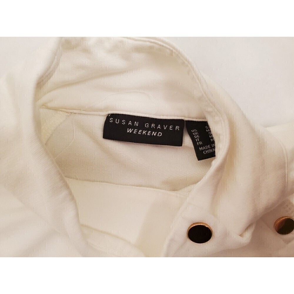SUSAN Graver Weekend Comfy Cotton Mock Turtle Neck White Suze Small Pockets - Picture 3 of 4